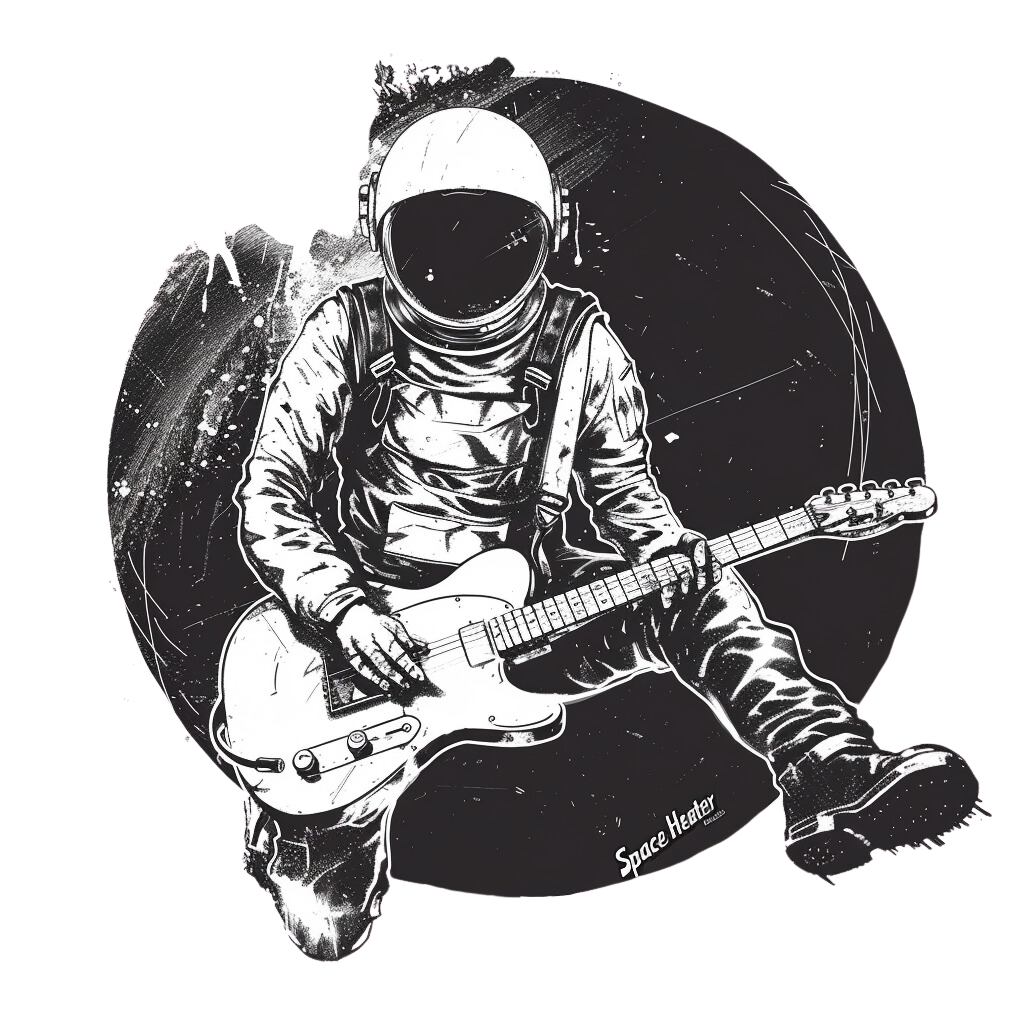 astronaut playing a guitar